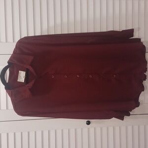Debbie Morgan Women's Burgundy Button-Up Blouse Back Pleated Datail Size 1X